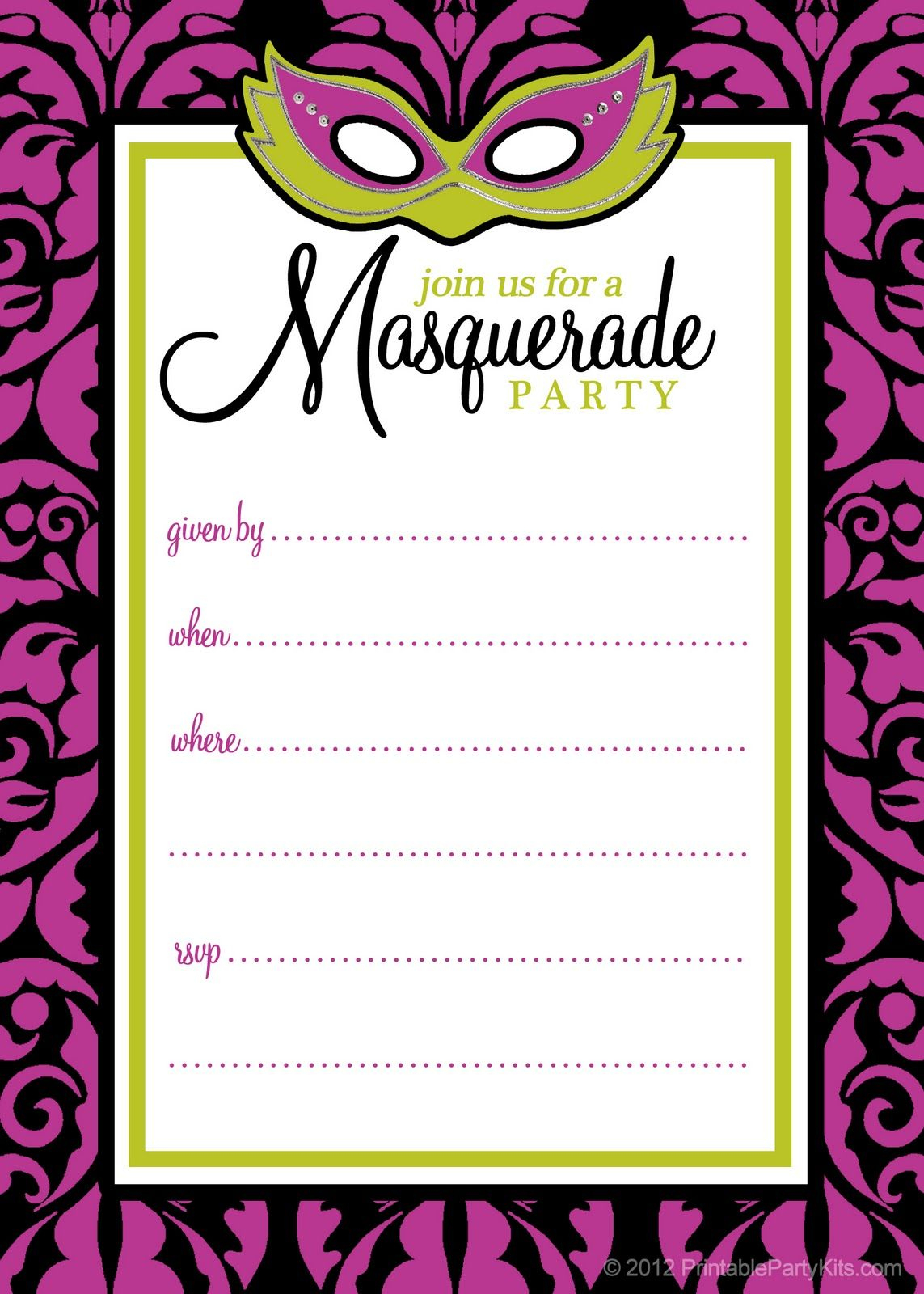 Free Printable Party Invitations: Masquerade Or Mardi Gras Party - Free Printable Mardi Gras Invitations