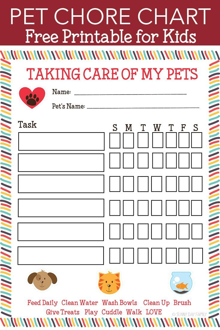 Free Printable Pet Responsibility Chart For Kids | Practical - Free Printable Dog Shot Records