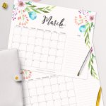 Free Printable Planner   2017 March Calendar With Beautiful   Free Cute Printable Planner 2017