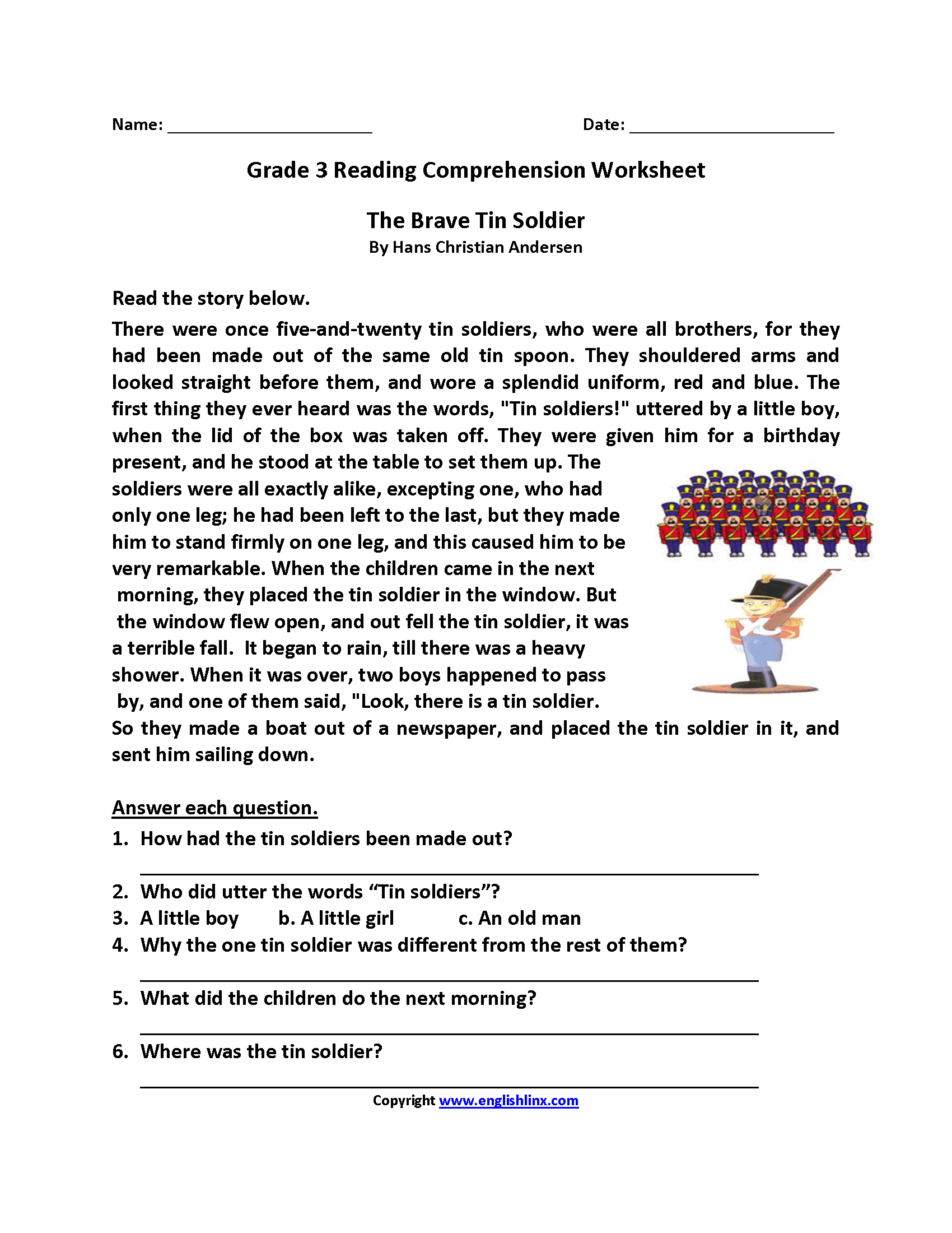 Free Printable Reading Comprehension Worksheets 3Rd Grade For Free - Third Grade Reading Worksheets Free Printable