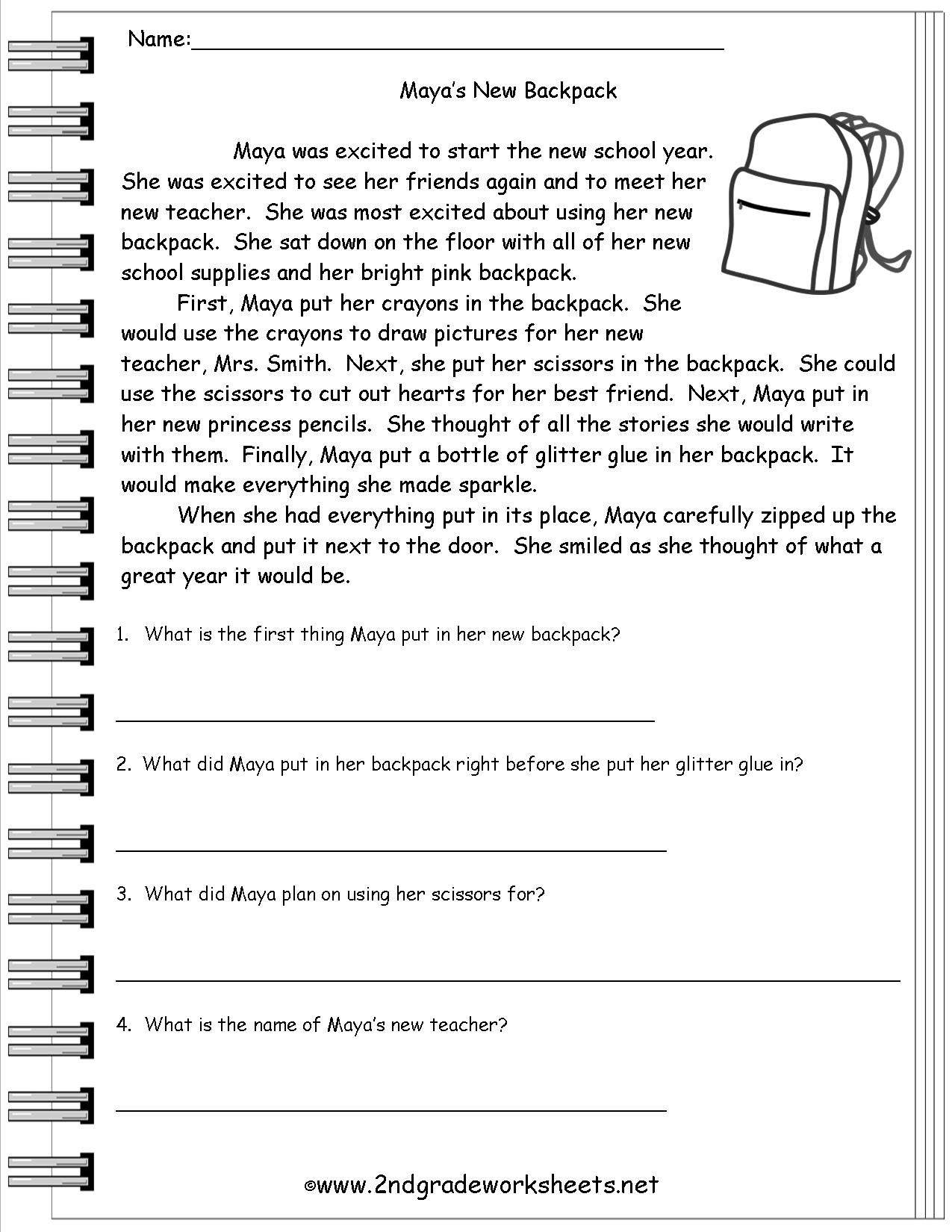 Free Printable Reading Passages For 3Rd Grade Free Printable