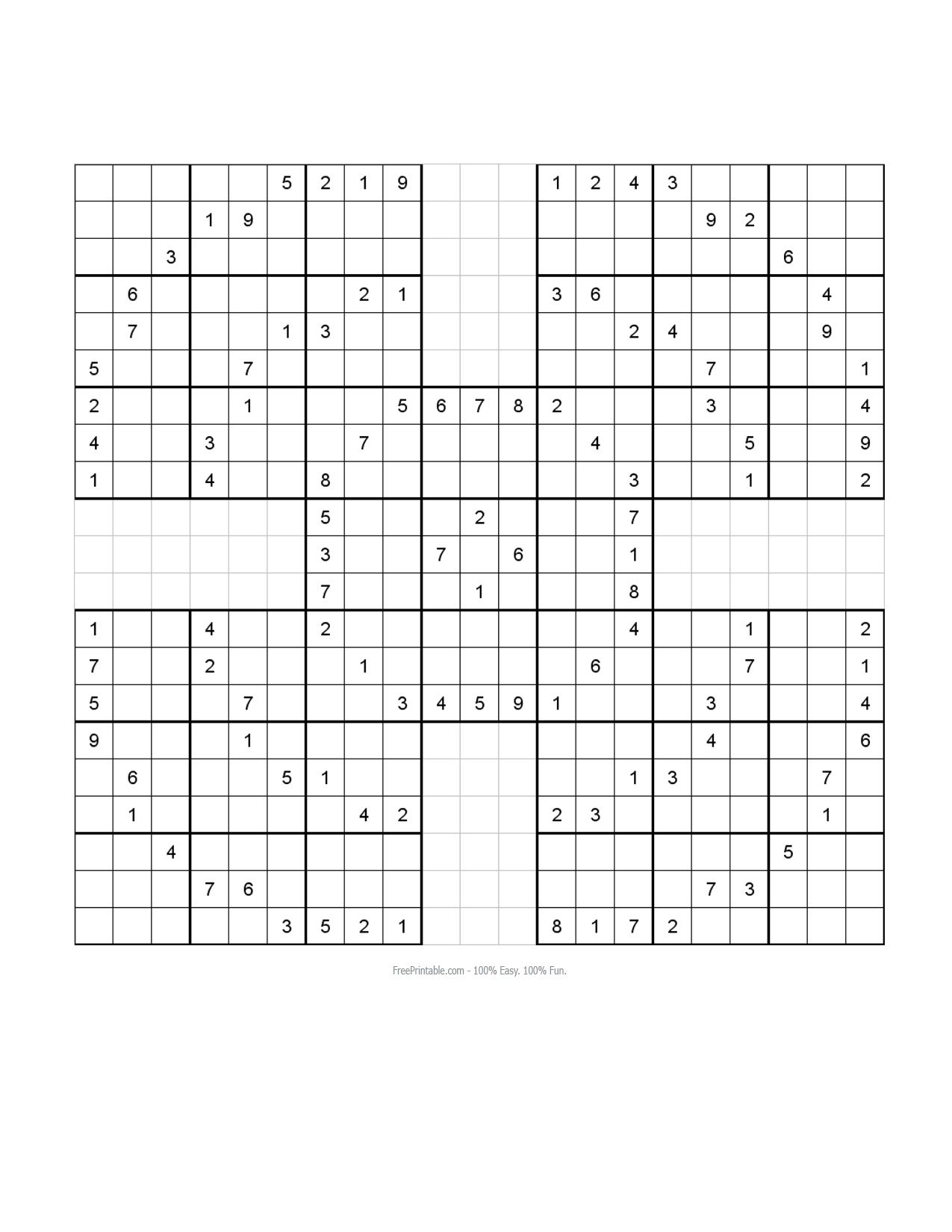 Free Printable Samurai Sudoku Puzzles | Sudoku - Free Printable Samurai Sudoku