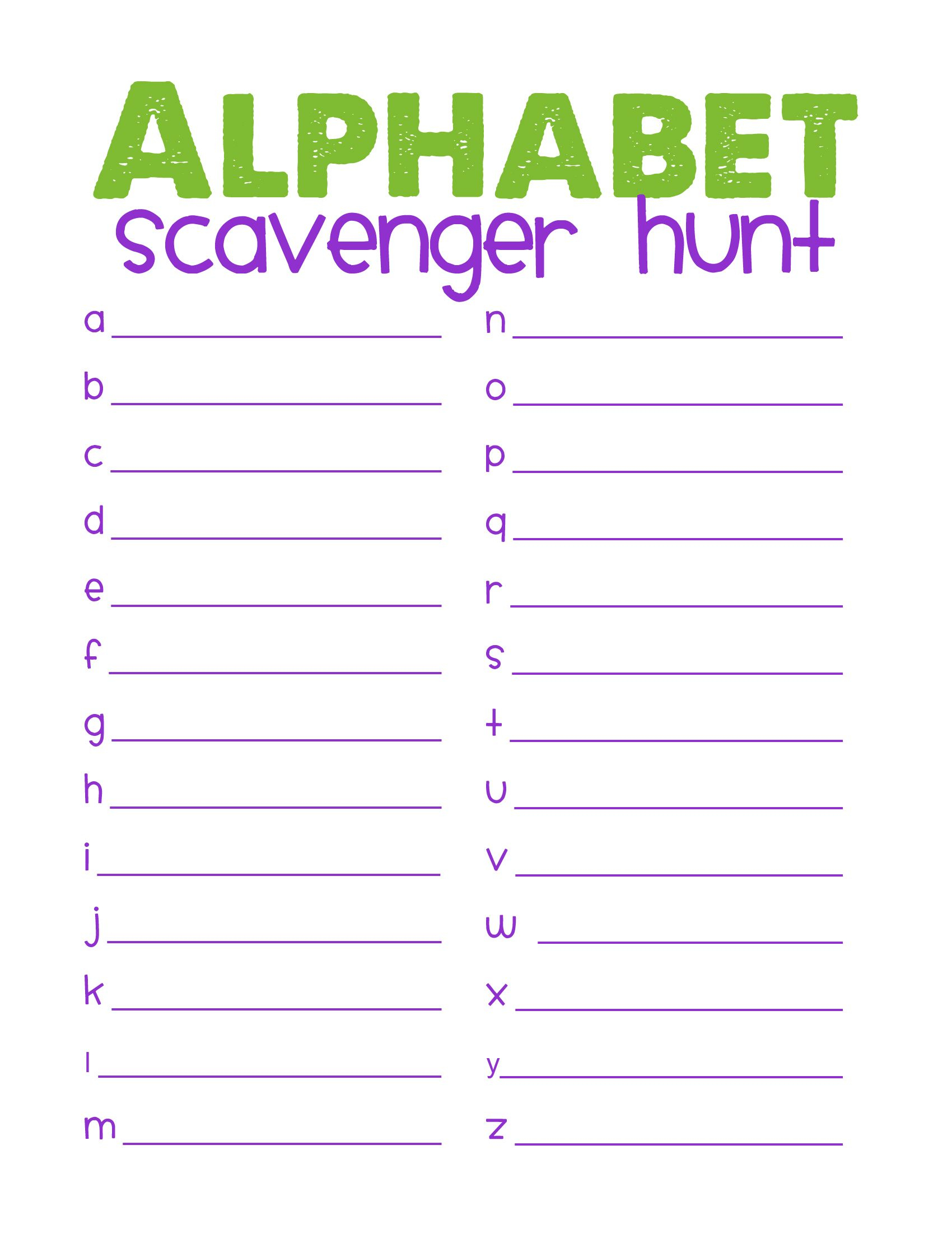 Free Printable Scavenger Hunt | Alphabet Scavenger Hunt | Best - Free Printable Scavenger Hunt