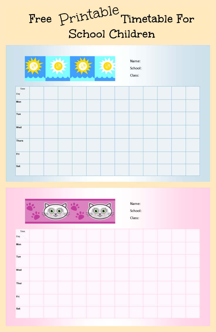 Free Printable School Timetable For Kids ~ Parenting Times - Free Printable Schedule