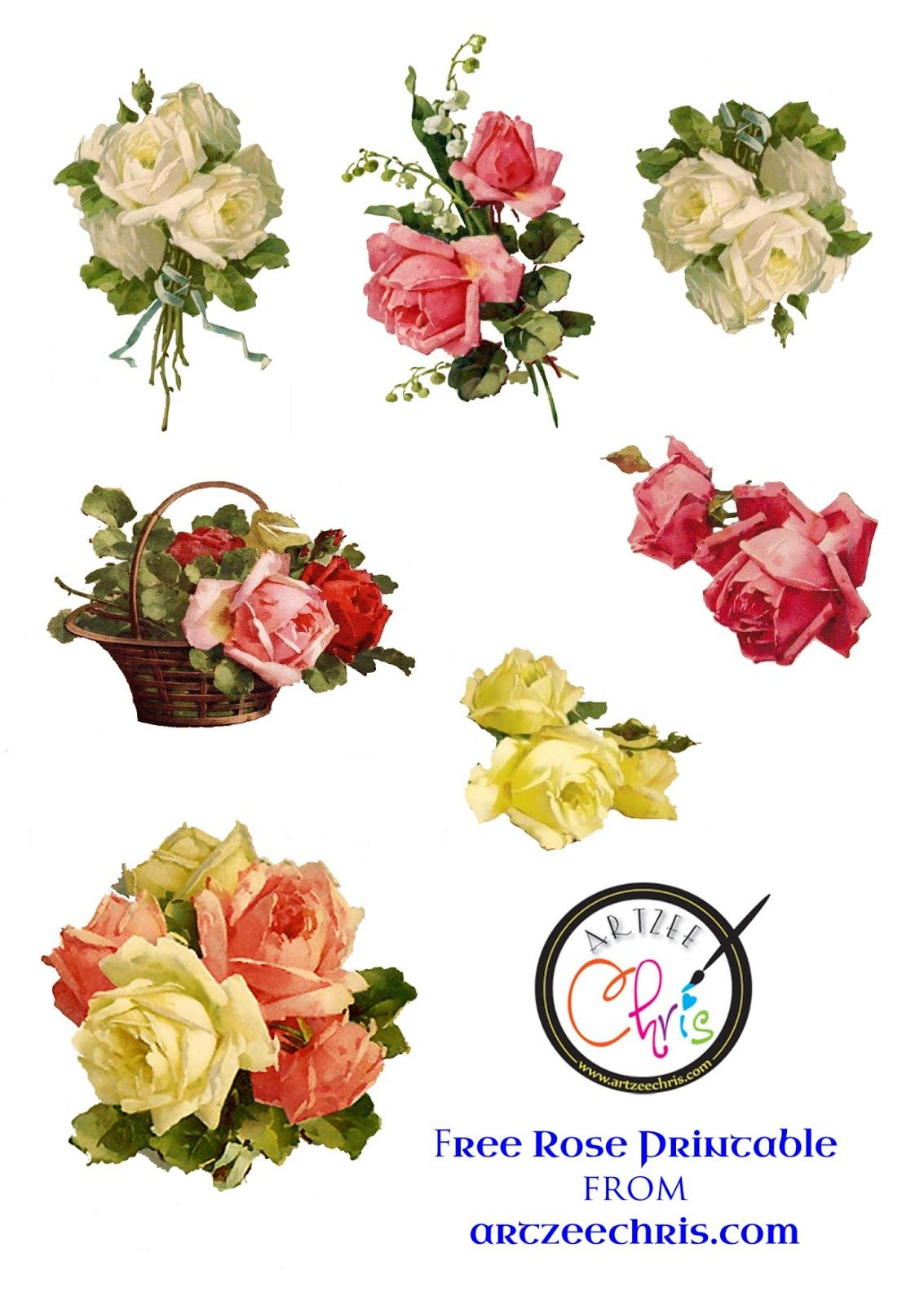 Free Printable Scrapbook Cutouts | Free Printable Of Victorian Roses - Free Printable Roses
