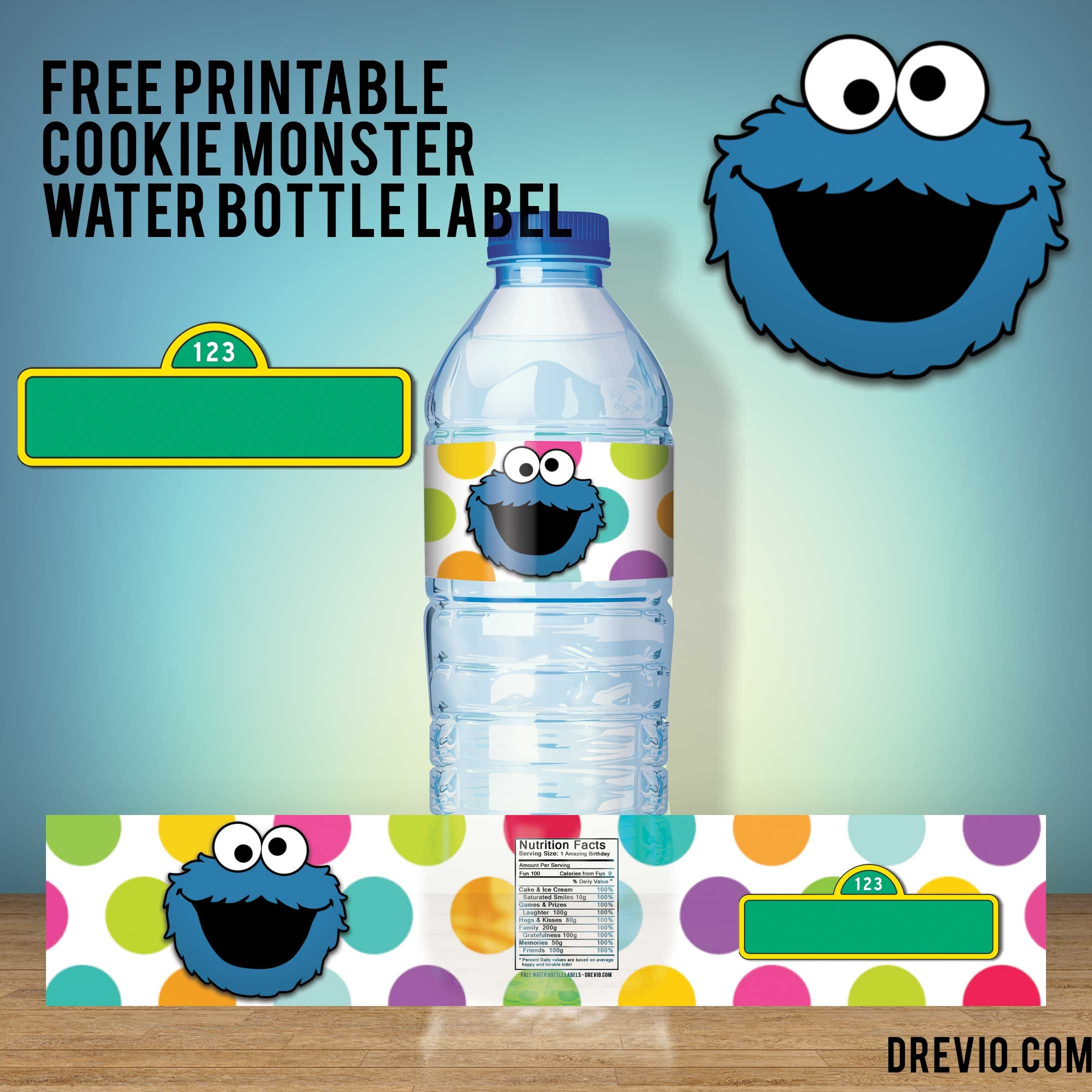 Free Printable Sesame Street Water Bottle Labels - Our Best - Free Printable Cookie Monster Birthday Invitations