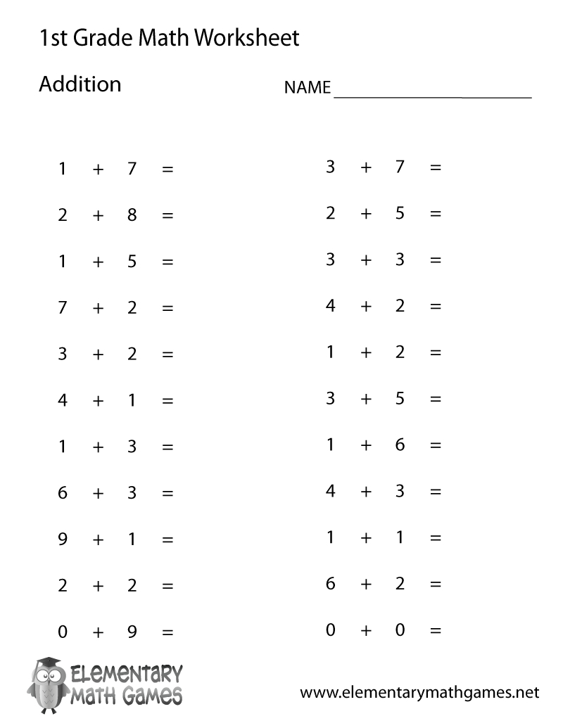 Free Printable Simple Addition Worksheet For First Grade - Free Printable Simple Math Worksheets