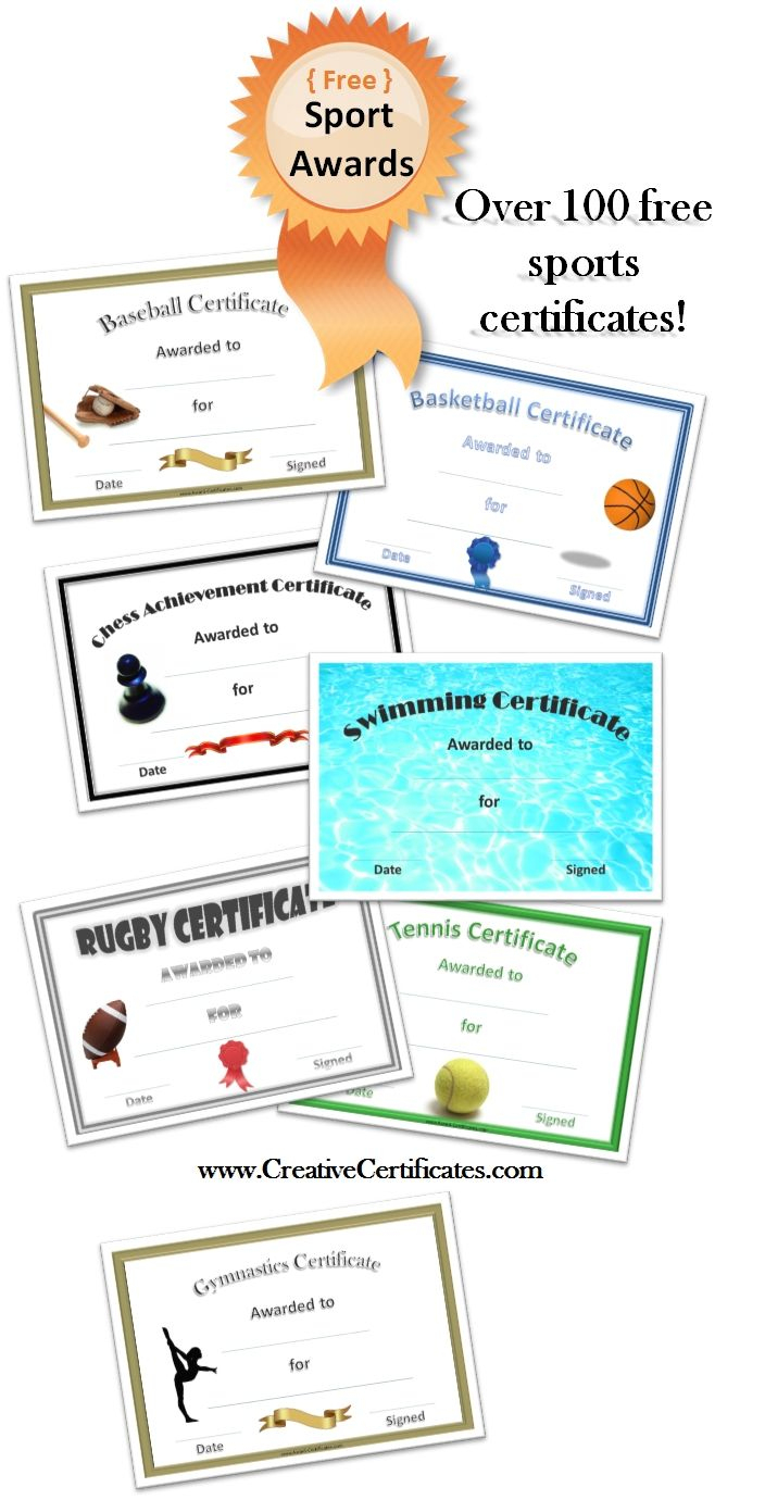 Free Printable Sport Certificates - Over 100 Available - All Free - Free Printable Softball Certificates