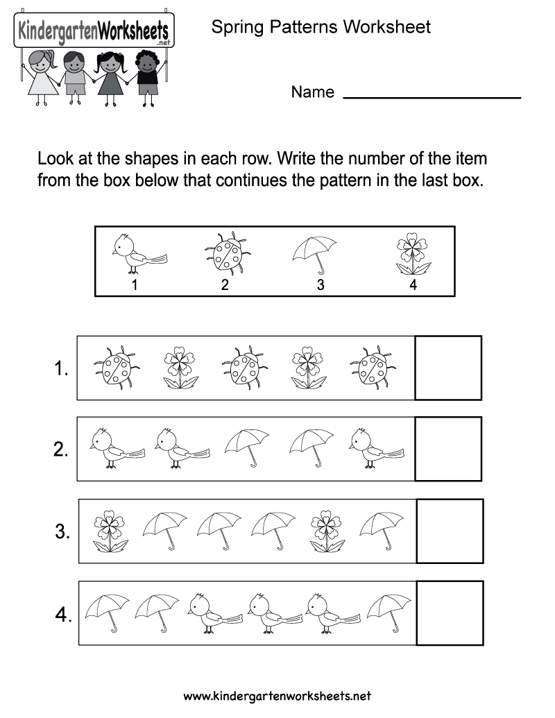 Free Printable Spring Patterns Worksheet For Kindergarten - Free Printable Spring Worksheets For Kindergarten