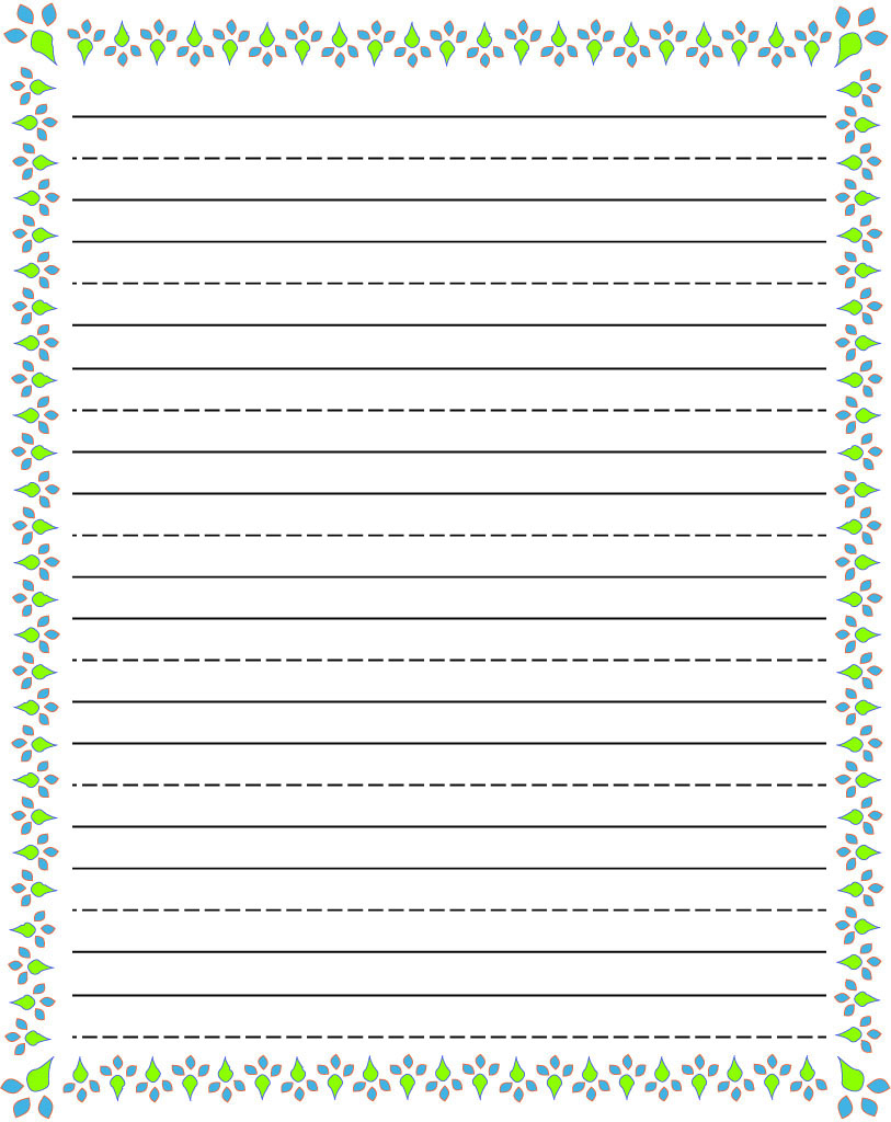Free Printable Stationery For Kids, Free Lined Kids Writing Paper - Writing Borders Free Printable