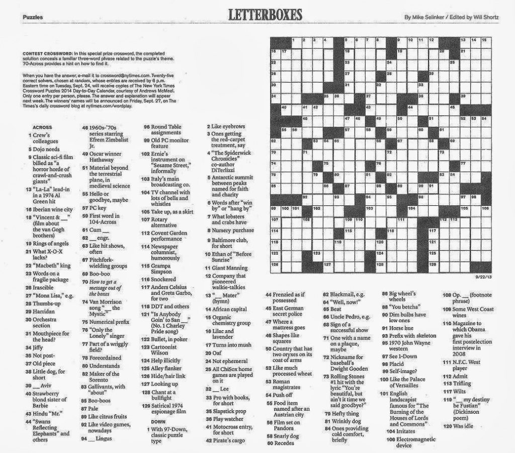 Free Printable Sunday Crossword Puzzles | Free Printable - Free La Times Crossword Printable