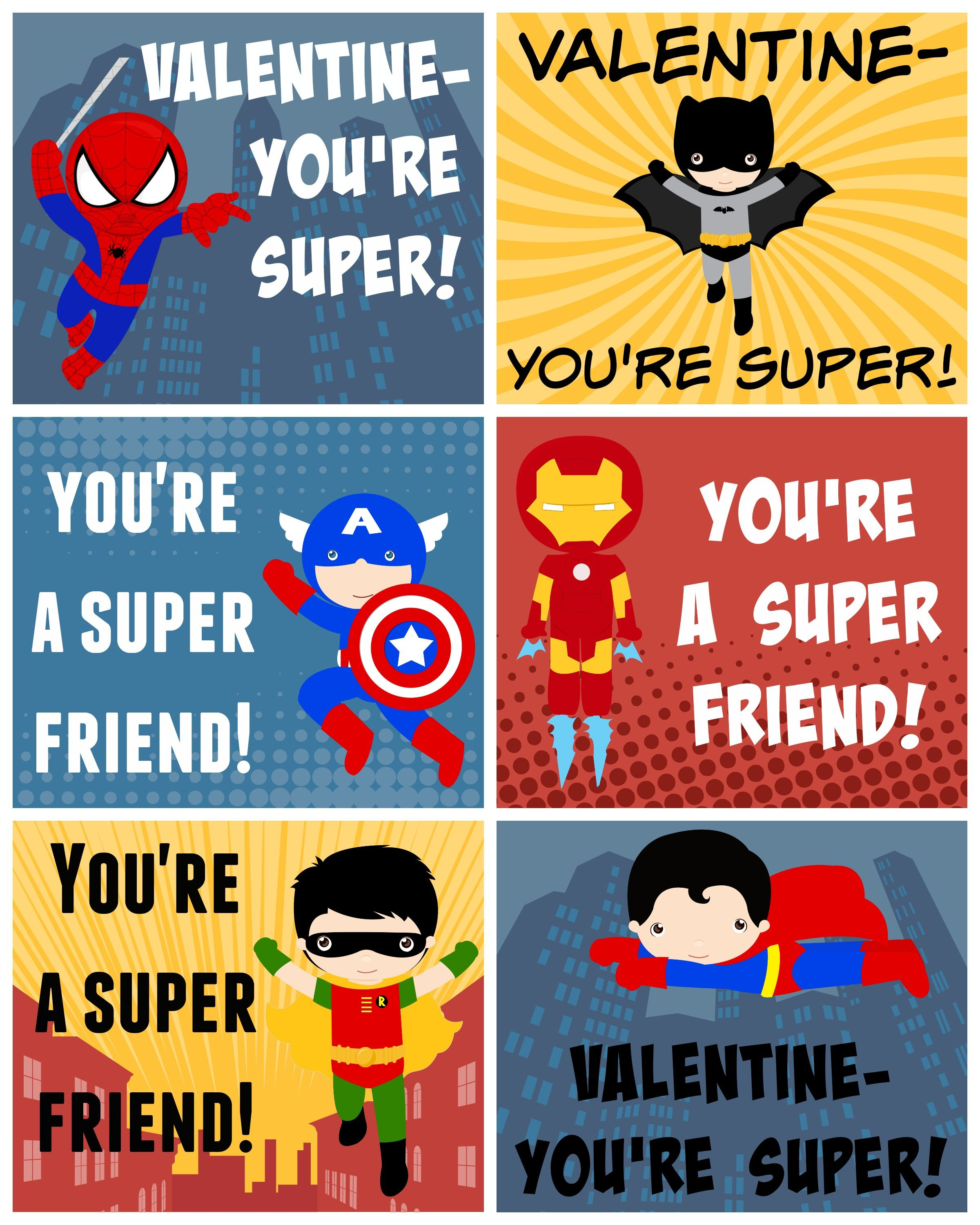 Free Printable Superhero Valentines - Free Printable Superman Valentine Cards