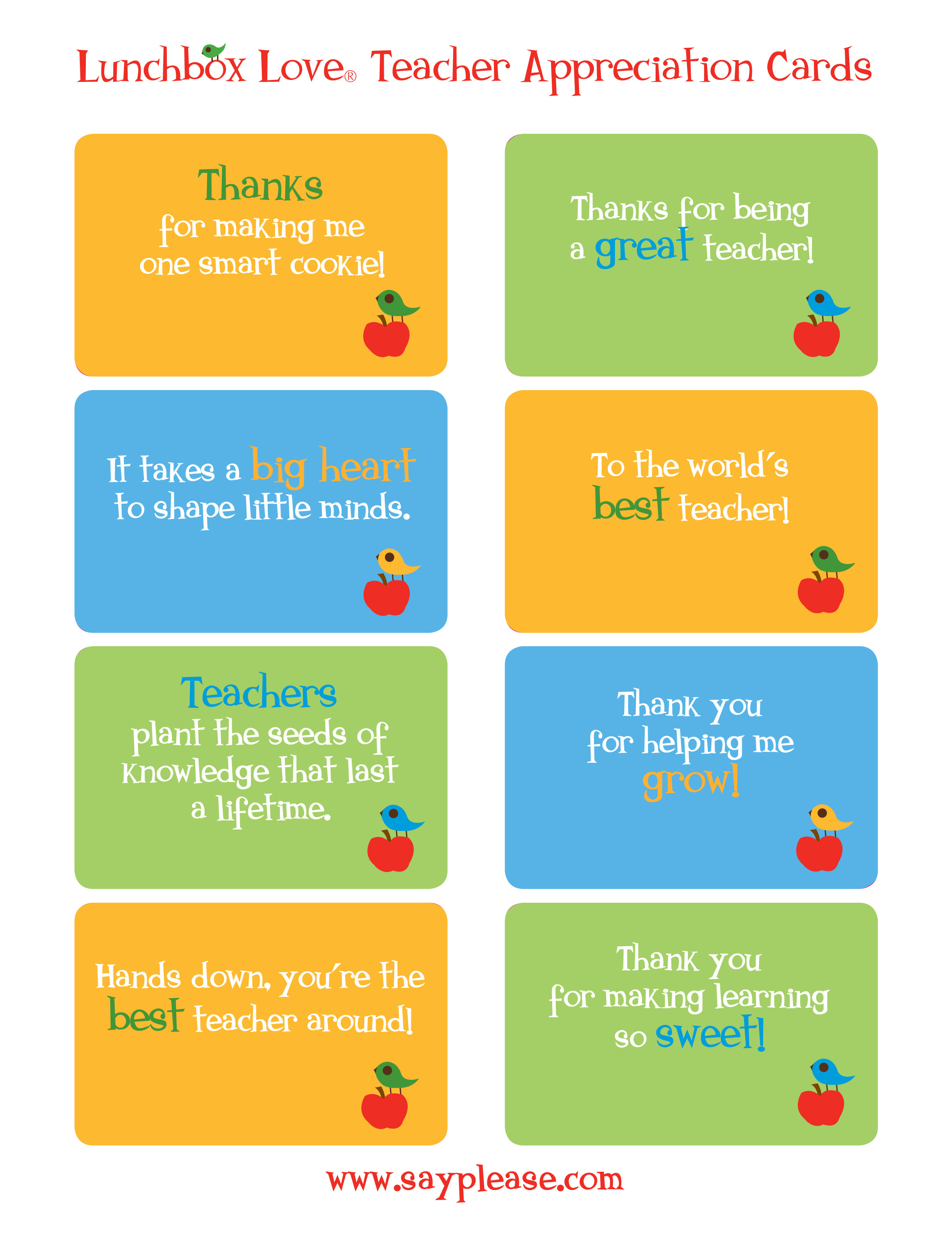 Free Printable Teacher Appreciation Cards - Classy World - Free Printable Teacher Appreciation Cards