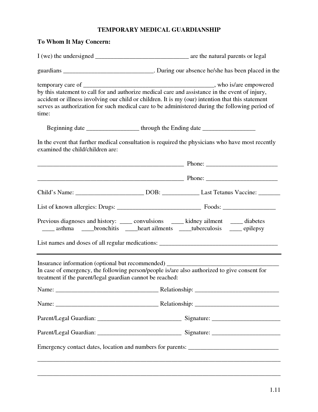 Free Printable Temporary Guardianship Forms | Forms - Free Printable Child Guardianship Forms