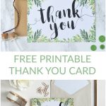 Free Printable Thank You Botanical Inspired Card | Digital Cards   Thank You Card Free Printable Template