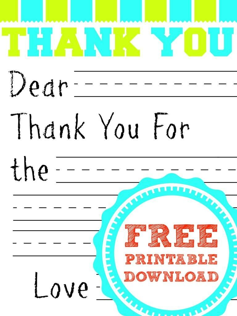 Free Printable Thank You Card | Kids Thank You Note Templates - Free Printable Thank You Notes