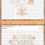 Free Printable Thanksgiving Recipe Cards | Budget | Pinterest   Free Printable Photo Cards 4X6