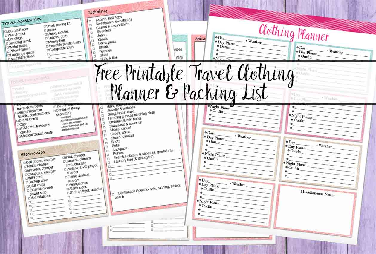 Free Printable Vacation Clothing Planner (Day/night) &amp;amp; Travel - Free Printable Trip Planner