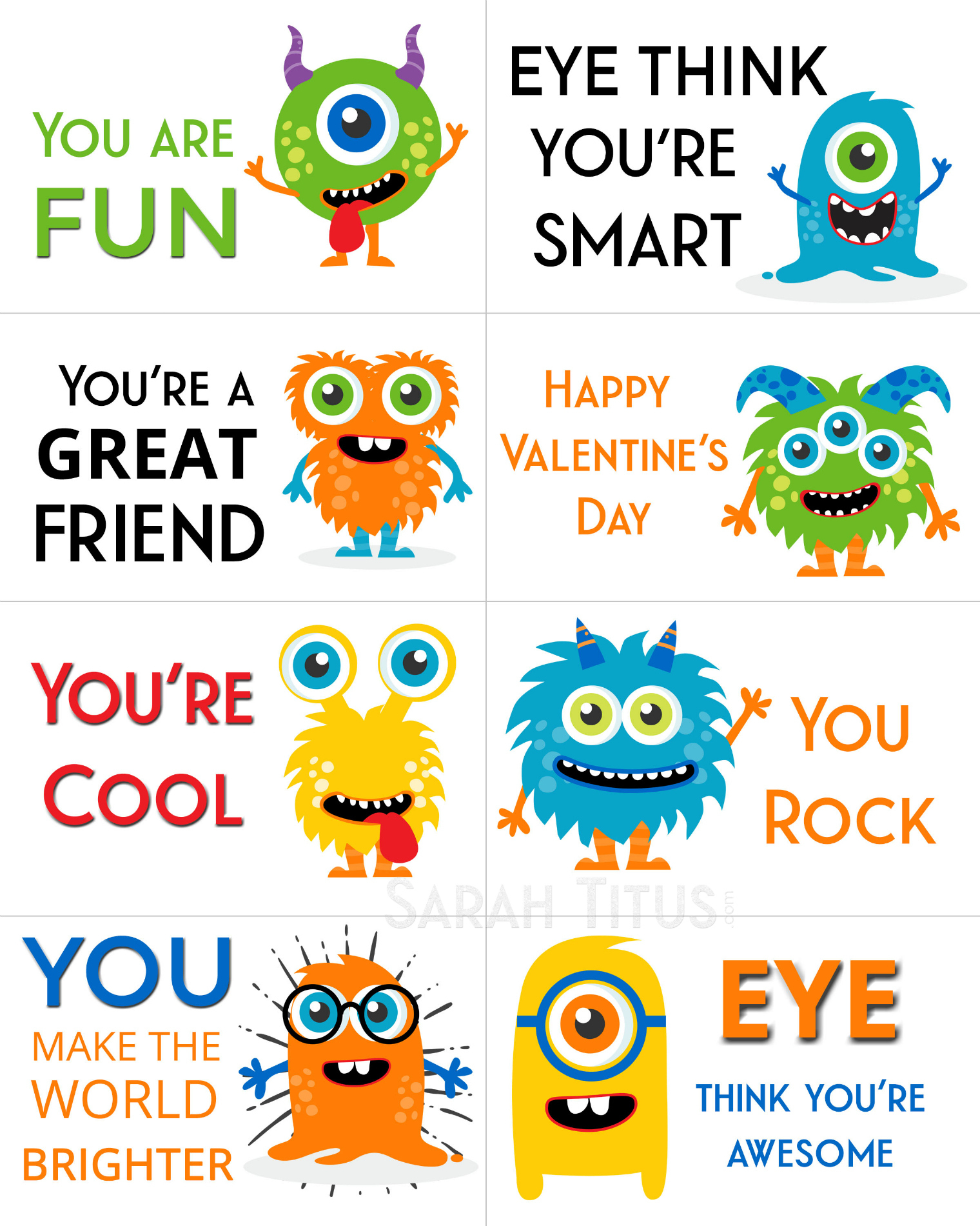 Free Printable Valentine Cards - Sarah Titus - Free Printable Valentine Cards For Preschoolers