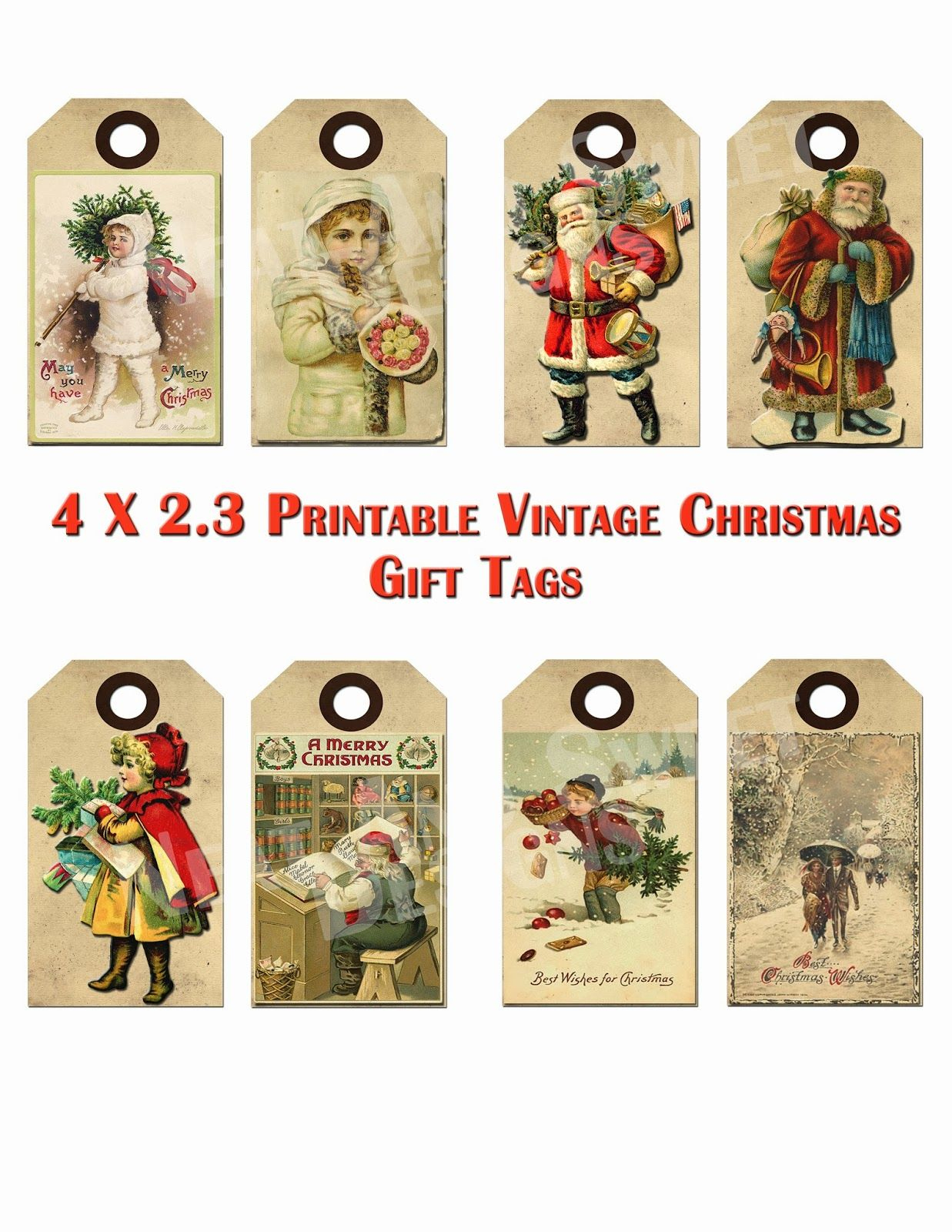 Free Printable Vintage Christmas Tags - Google Search | Craft Ideas - Free Printable Vintage Christmas Clip Art