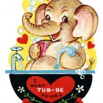 Free Printable Vintage Valentine Elephant In Tub   Old Design Shop Blog   Free Printable Vintage Valentine Clip Art