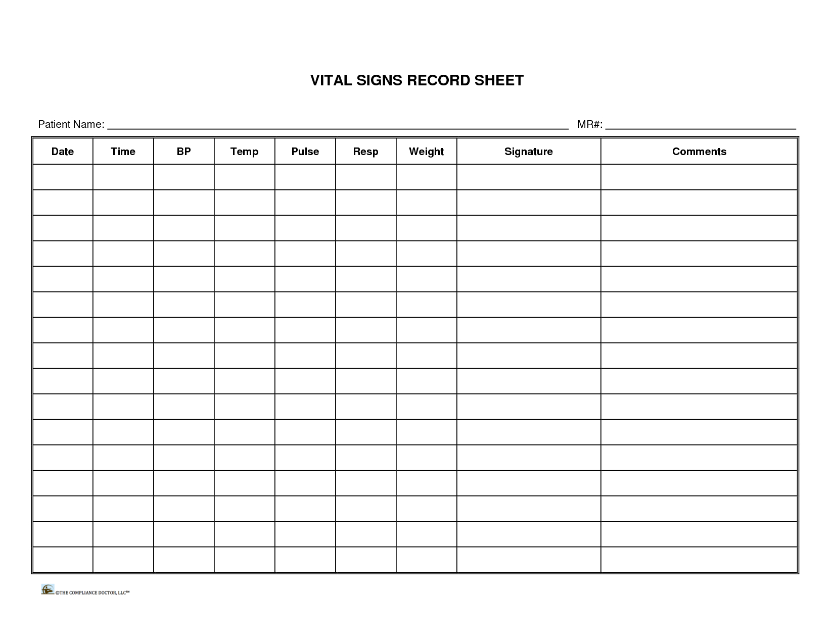 Free Printable Vital Sign Sheets - Free Printable