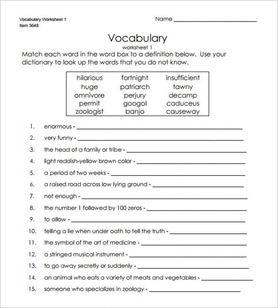 Vocabulary Quiz Maker Free Printable - Printable World Holiday