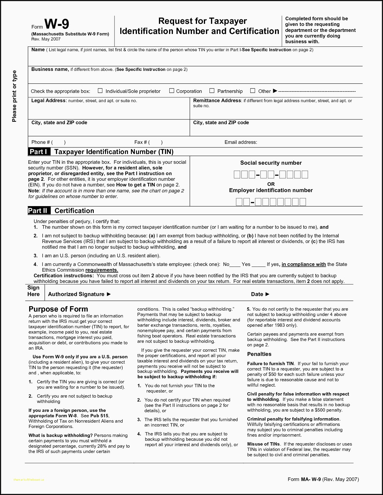 Free Printable W 9 Forms 2018 - Form : Resume Examples #xjkenpq3Rk - Free Printable W9