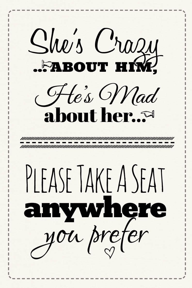 Free Printable Wedding Download: Pick A Seat Sign | Dream Come True - Free Printable Wedding Signs