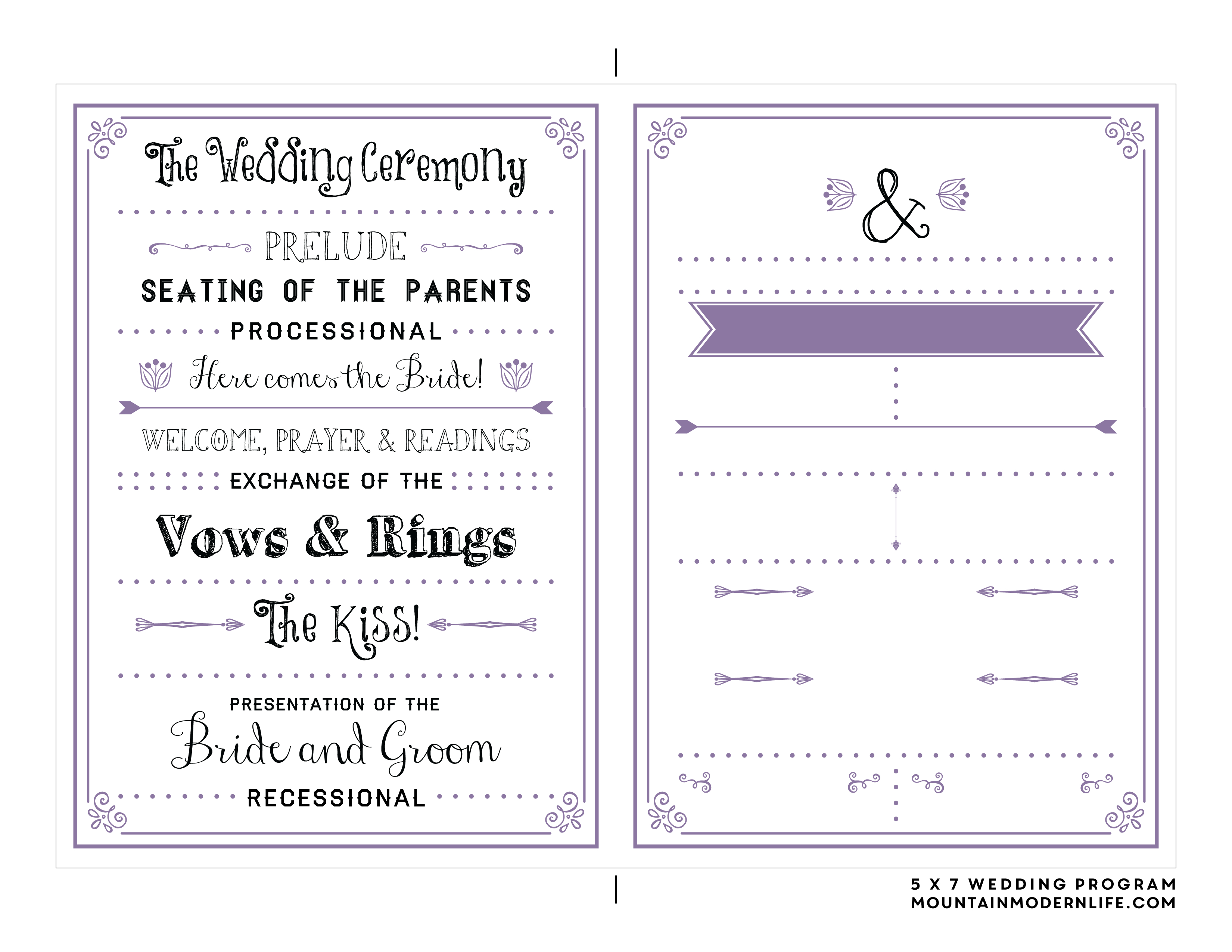 Free Printable Wedding Program | Mountainmodernlife - Free Printable Wedding Fan Templates