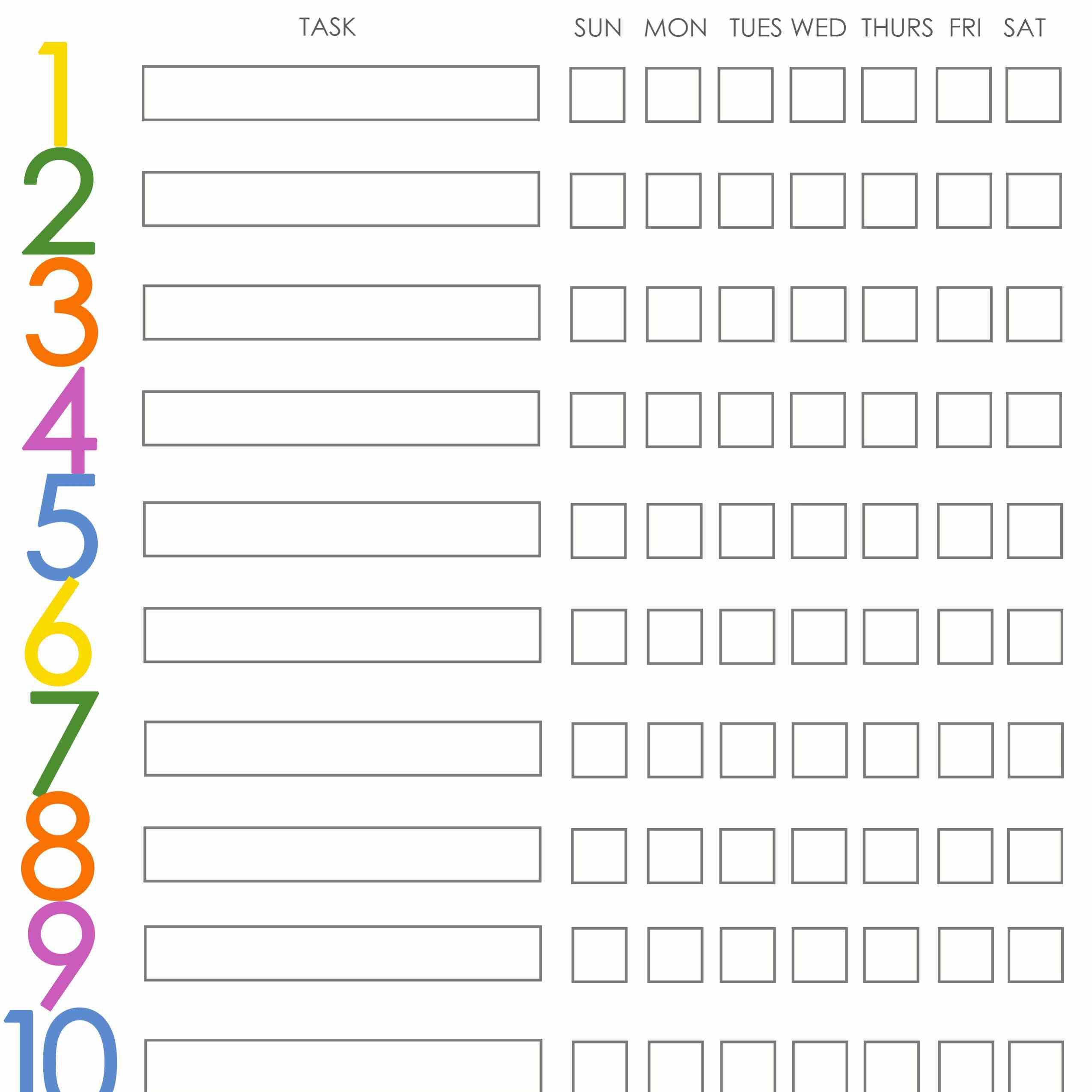 Free Printable Weekly Chore Charts - Free Printable Pictures For Chore Charts