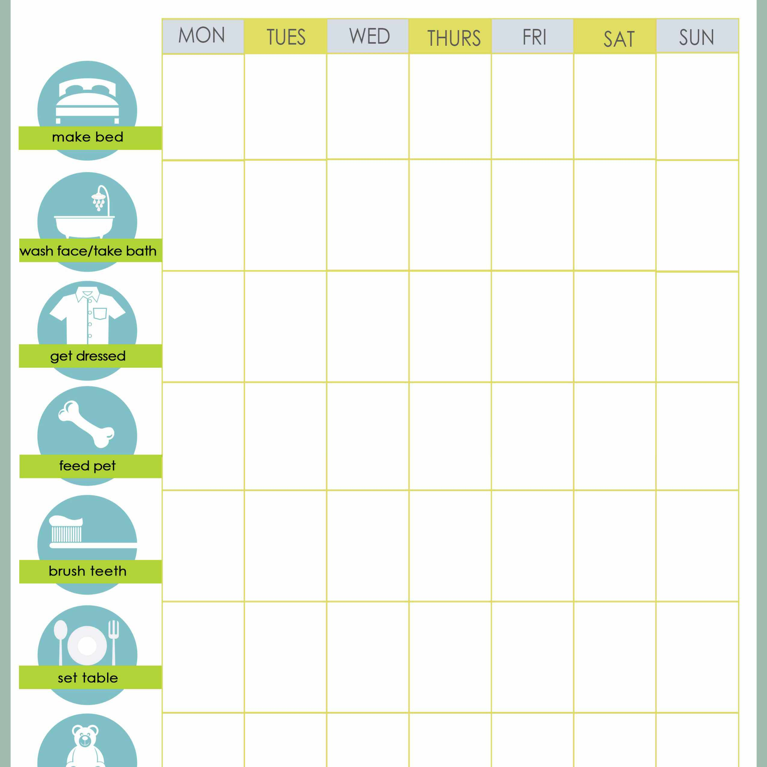 Free Printable Weekly Chore Charts - Free Printable Toddler Chore Chart