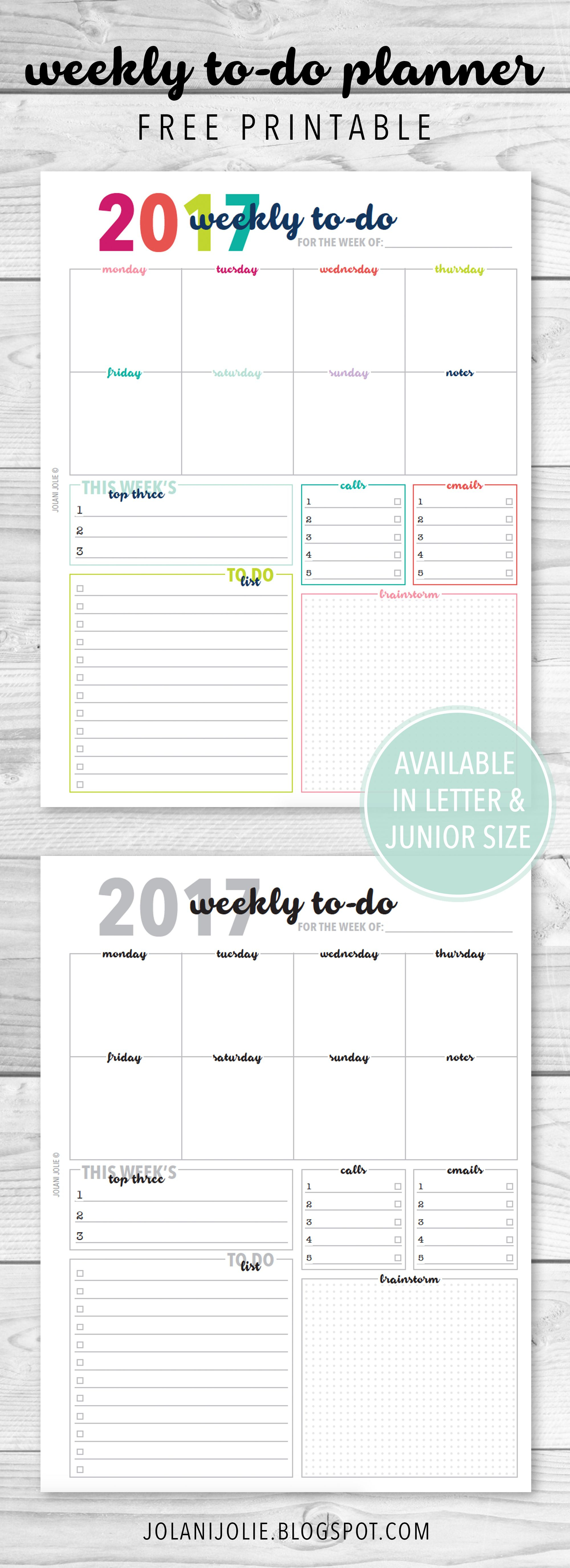 Free Printable: Weekly To Do Planner Insert | Planners | Planner - Free Printable Student Planner 2017