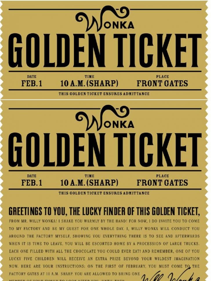 Free Printable Willy Wonka s Golden Ticket Need To Have A Scrbd Wonka 