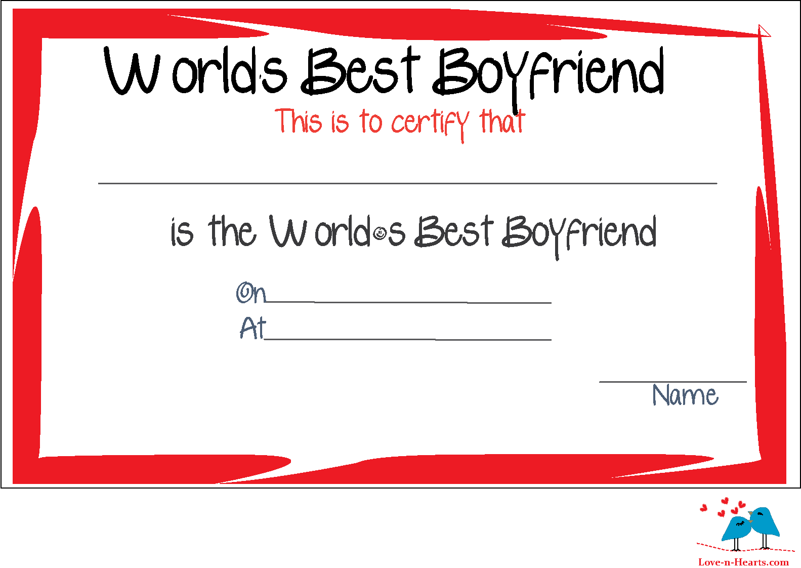Free Printable World&amp;#039;s Best Boyfriend Certificates | *printable - Free Printable Love Certificates For Him
