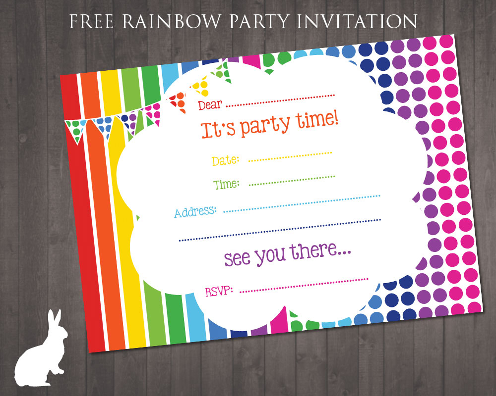 Free Rainbow Party Invitation | Free Party Invitationsruby And - Free Printable Party Invitations