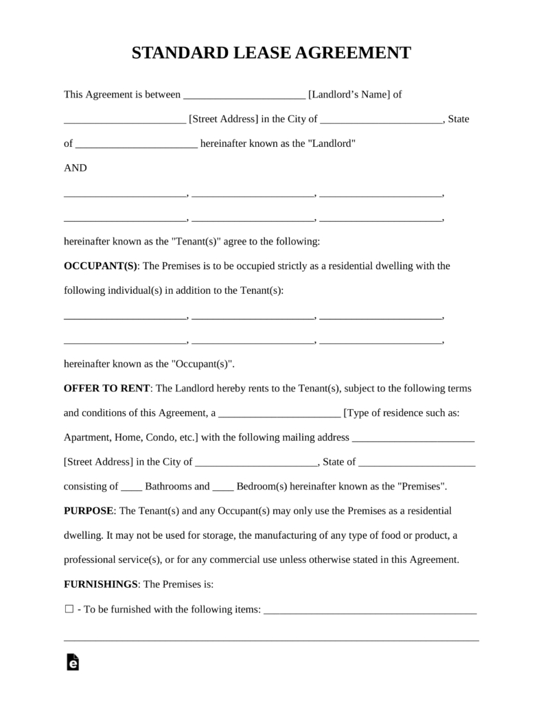 Free Rental Lease Agreement Templates - Residential &amp;amp; Commercial - Free Printable Lease Agreement Forms