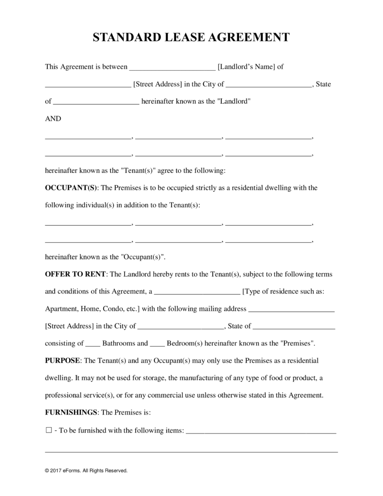 Free Rental Lease Agreement Templates - Residential &amp;amp; Commercial - Free Printable Rental Lease Agreement