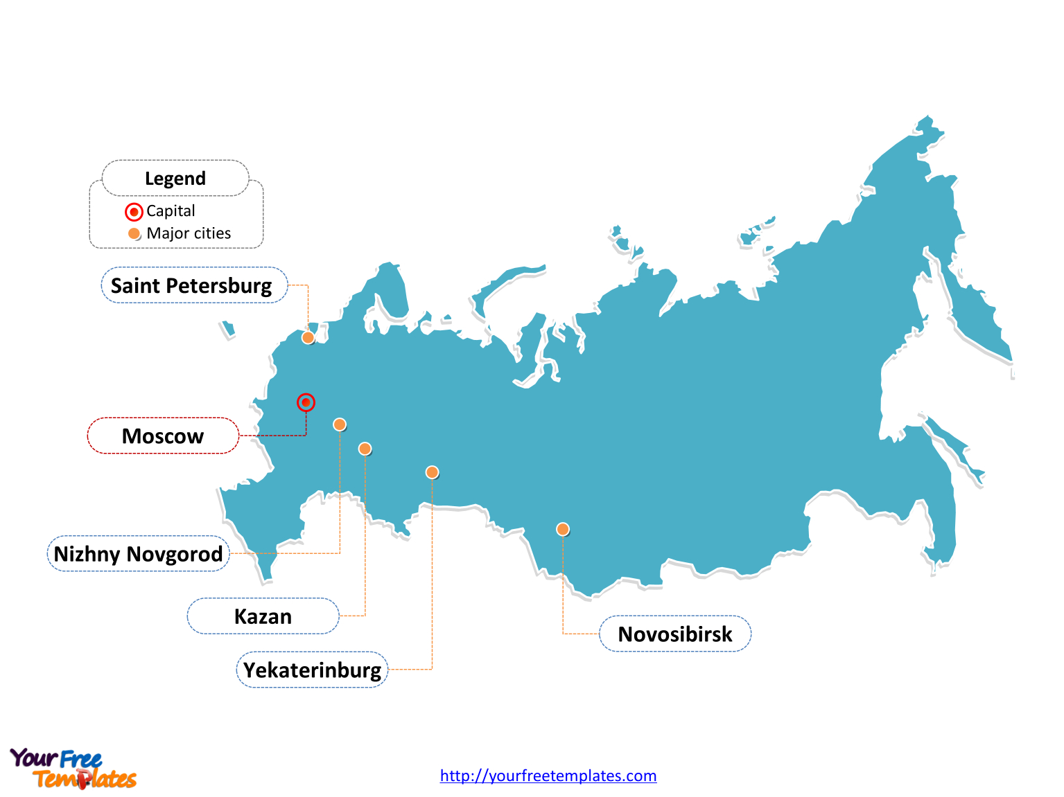 Free Russia Powerpoint Map - Free Powerpoint Templates - Free Printable Map Of Russia