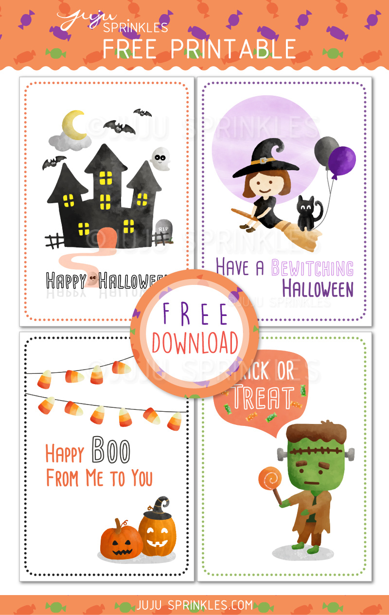 Free Spook-Tacular Halloween Cards – Juju Sprinkles - Free Printable Halloween Cards