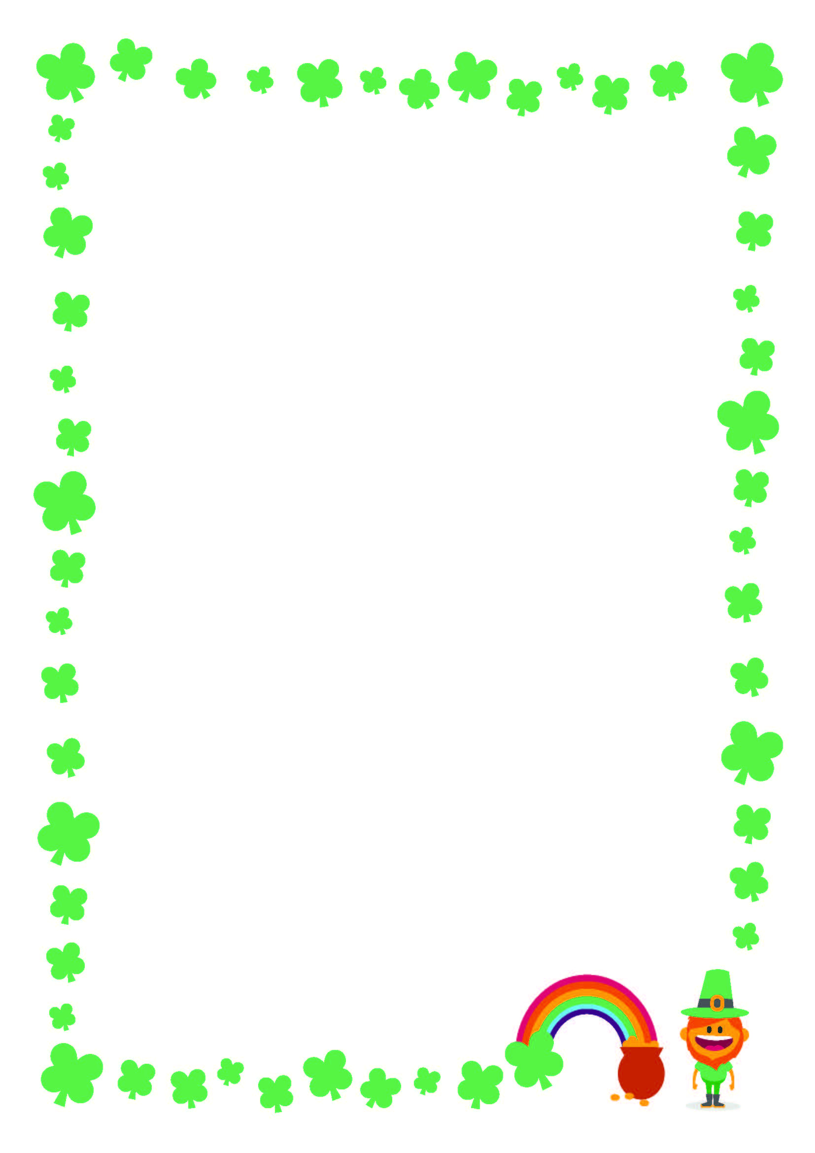 Free St. Patrick&amp;#039;s Day Printable Writing Paper With Clover Border - Free Printable Bat Writing Paper