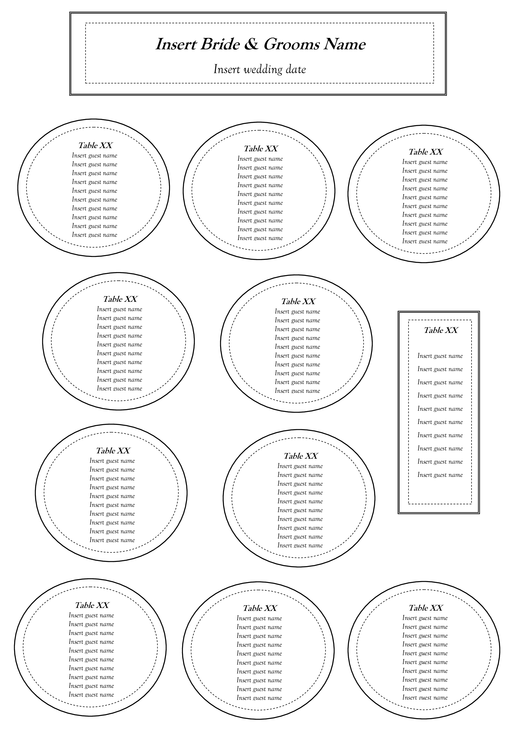 Free Table Seating Chart Template | Seating Charts | Pinterest - Free Printable Wedding Seating Chart Template