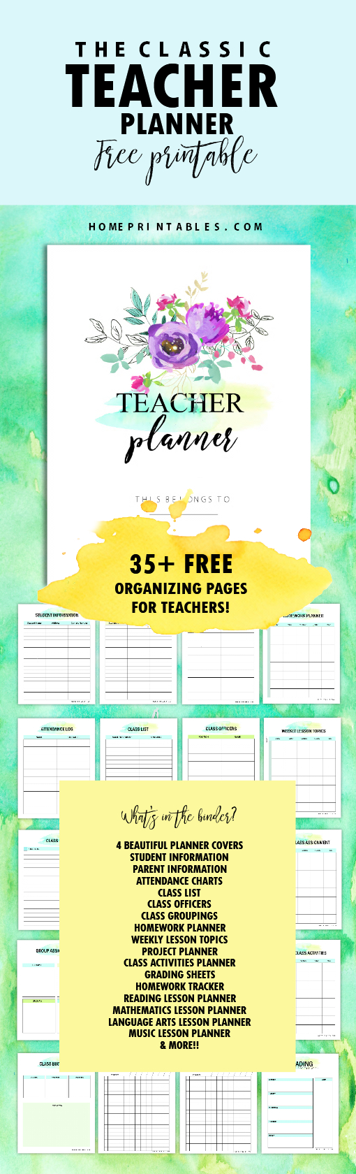 Free Teacher Planner Printables: 35 Organizing Sheets | Ideas For - Free Printable Teacher Planner