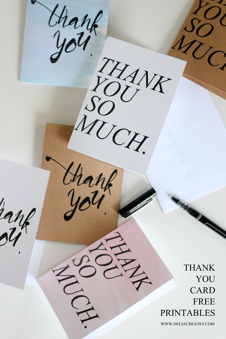 Free Thank You Card Printables // Delia Creates | Thank You Cards - Free Personalized Thank You Cards Printable