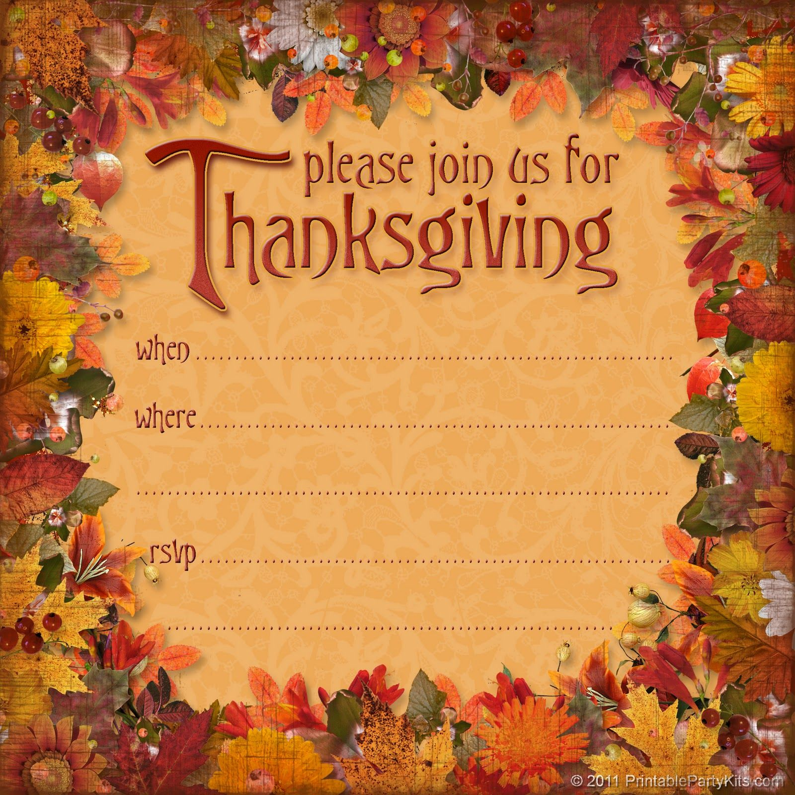 Free Thanksgiving Dinner Invitation | Thanksgiving | Thanksgiving - Free Printable Thanksgiving Dinner Invitation Templates
