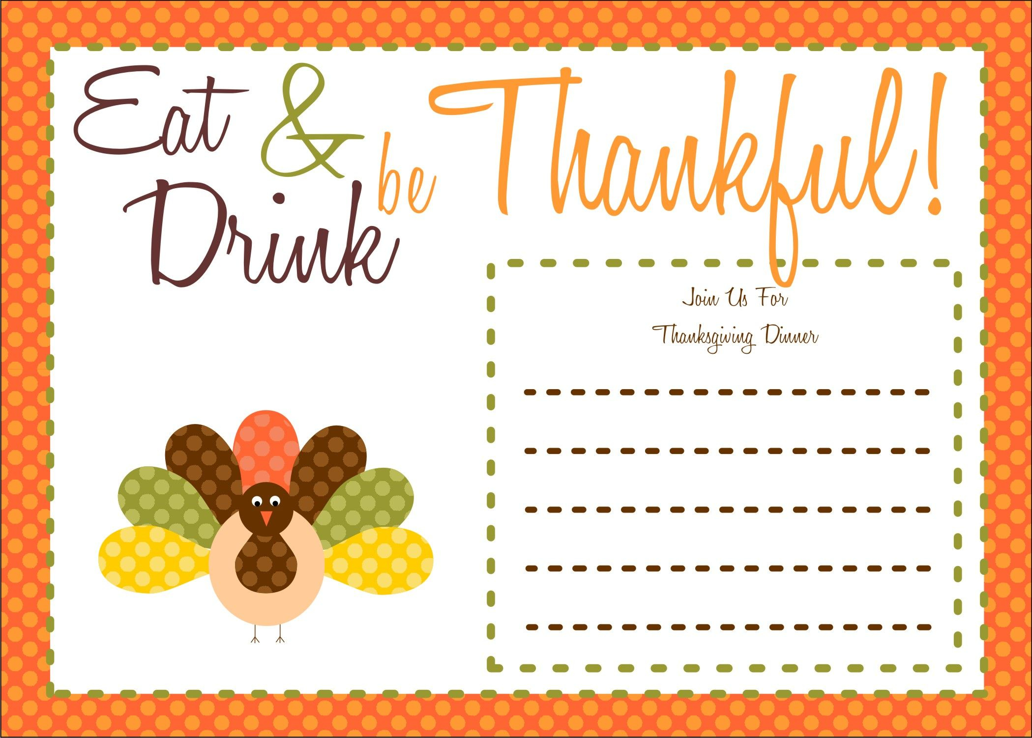 Free Thanksgiving Printables From The Party Bakery | Free Printables - Free Printable Thanksgiving Invitations
