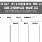 Free Traveler's Notebook Insert Printable: Week On Four Pages   Free Printable Traveler&#039;s Notebook Inserts