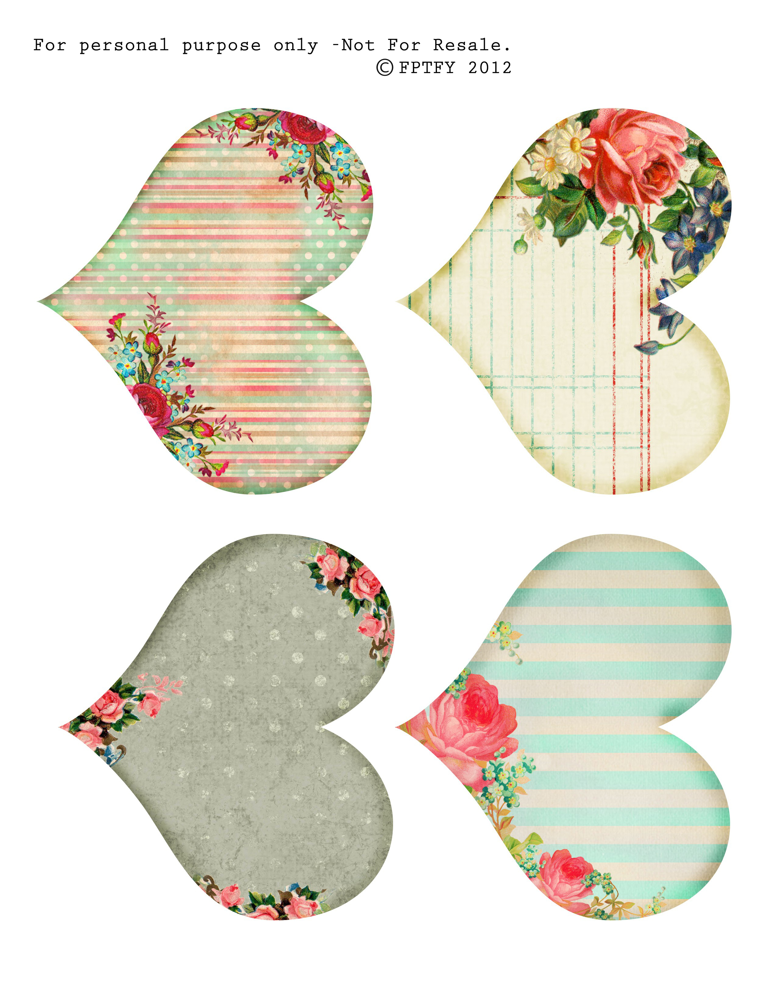 Free Vintage Printable Hearts - Free Pretty Things For You - Free Printable Hearts