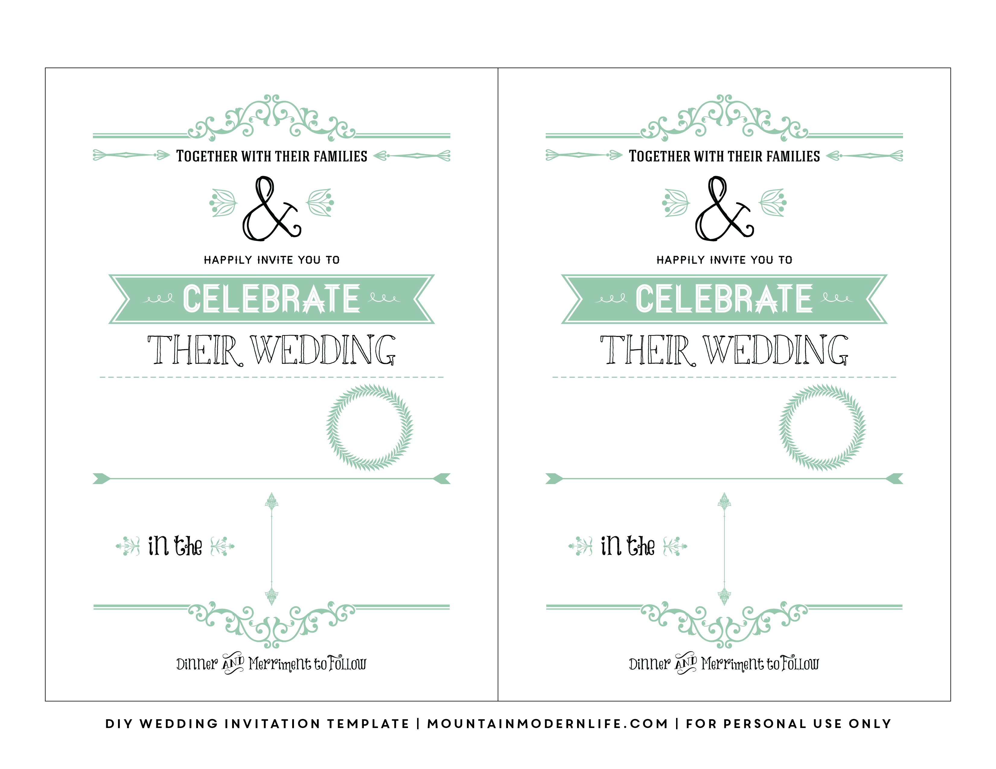 Free Wedding Invitation Template | Mountainmodernlife - Free Printable Wedding Invitation Templates