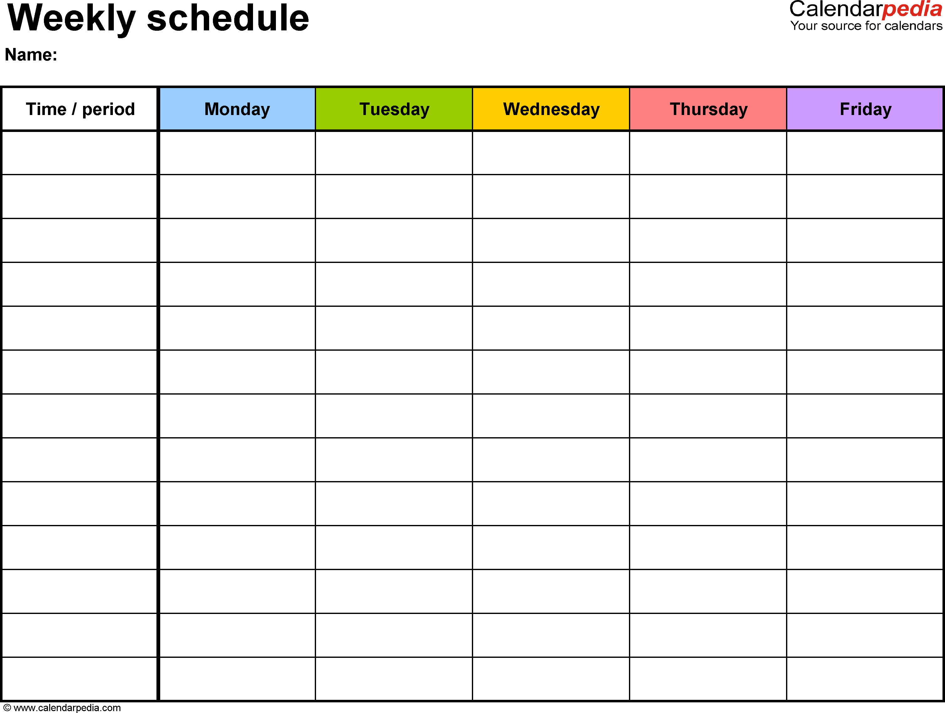 Free Weekly Schedule Templates For Word - 18 Templates - Free Printable Academic Planner